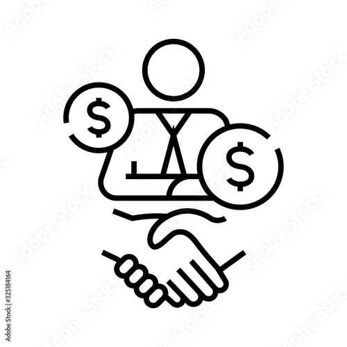 Wall Mural Brokerage line icon, concept sign, outline vector illustration, linear symbol