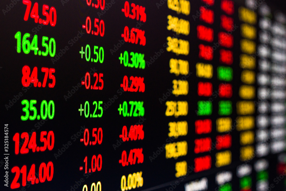 Stock exchange market display screen board spot focus