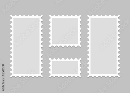 Collection of postage stamps template, blank. Vector illustration. EPS 10