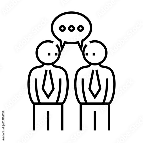 Collegues communication line icon, concept sign, outline vector illustration, linear symbol.