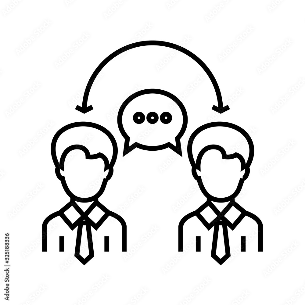Fototapeta premium Communicative skills line icon, concept sign, outline vector illustration, linear symbol.