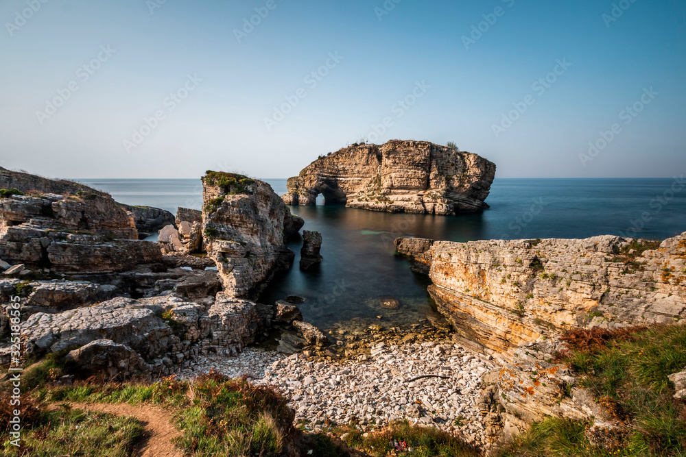 Fototapeta premium The rocky coast of Bagirganli village of Kandira district.