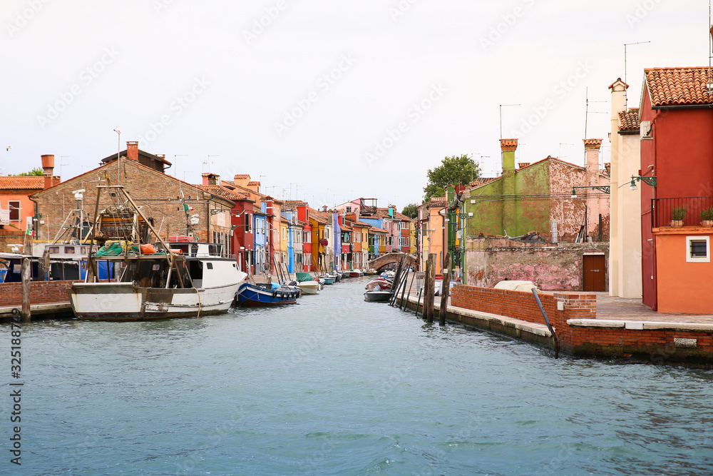 Colorful Burano island in Venice lagoon