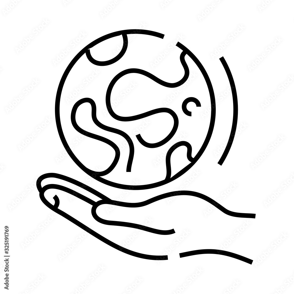 Caring for the world line icon, concept sign, outline vector illustration, linear symbol. Caring for the world line icon, concept sign, outline vector illustration, linear symbol.