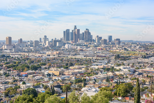 Fototapeta Naklejka Na Ścianę i Meble -  Downtown Los Angeles skyscrapers skyline at sunny day