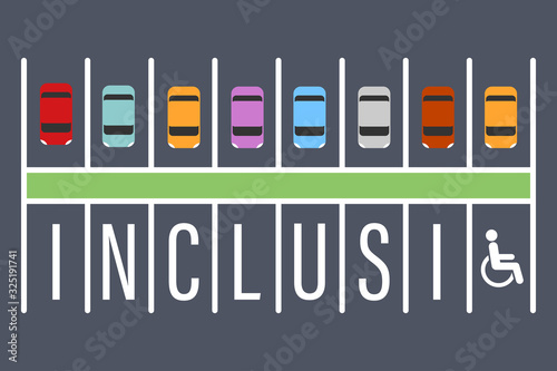 inclusion disabled person concept parking lot vector