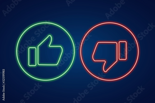 neon yes no thumb up down vector