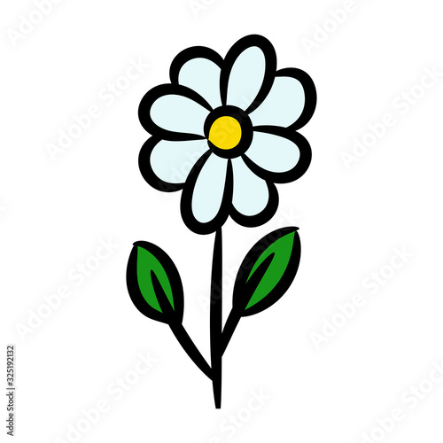Colorful bright flower icon. Vertical view. Vector graphic drawing. Isolated object on a white background. Isolate.