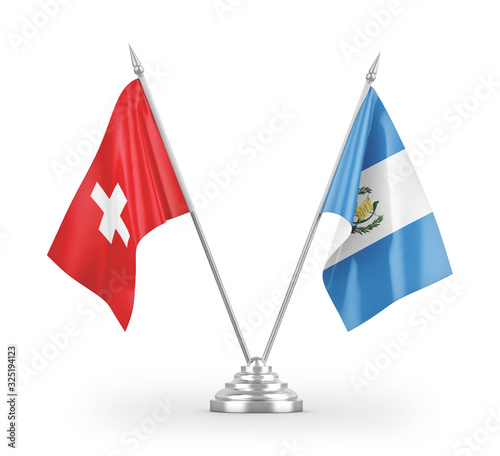 Guatemala and Switzerland table flags isolated on white 3D rendering photo