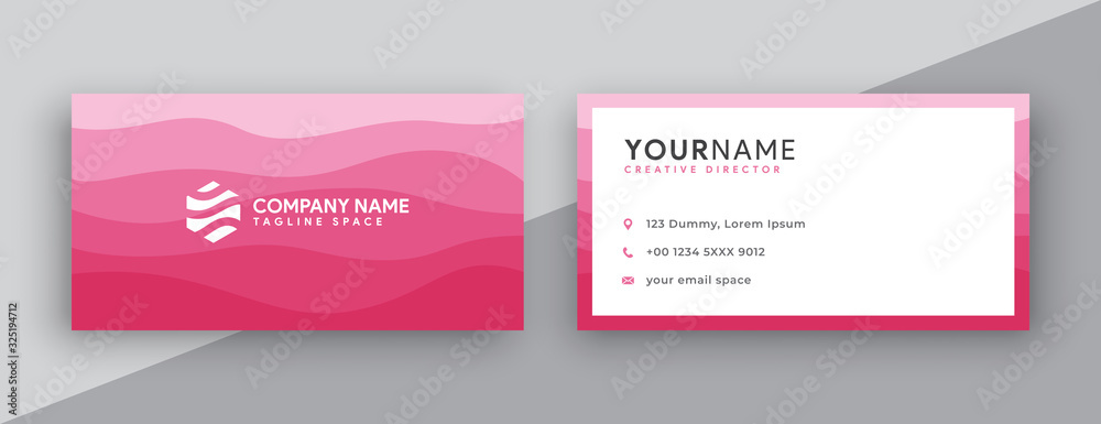 pink business card design. modern double sided business card design concept , clean and modern style