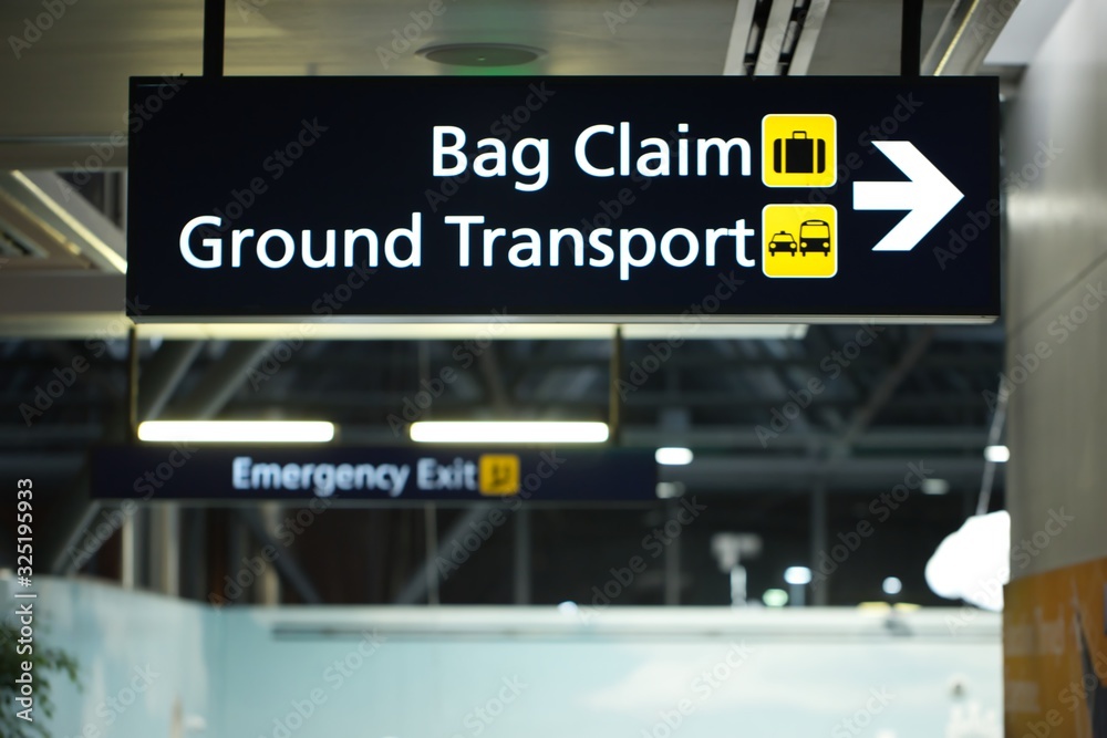 Airport Signage for Baggage Claim and Ground Transportation Airport Signage for Baggage Claim and Ground Transportation