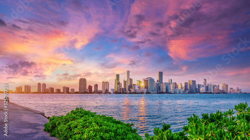 the skyline of miami while sunset © frank peters