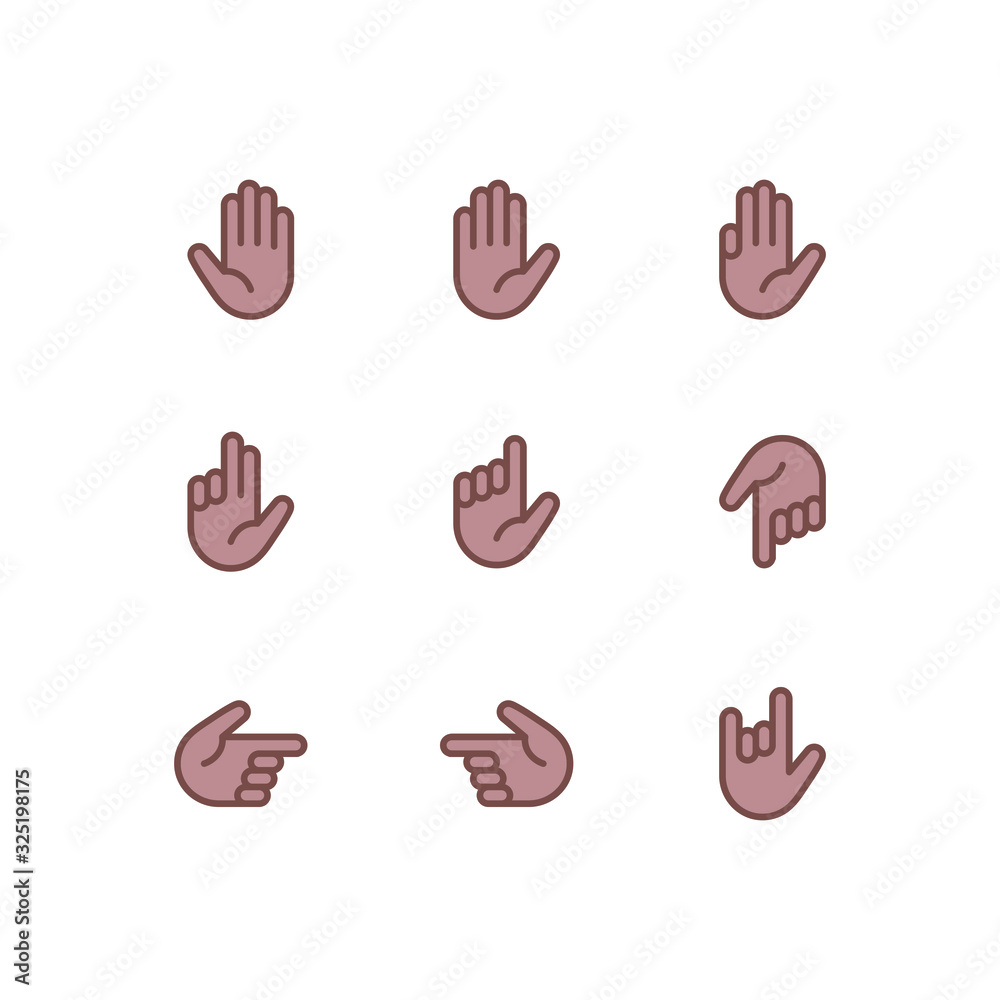 Fototapeta premium Hand Gestures Icon Set