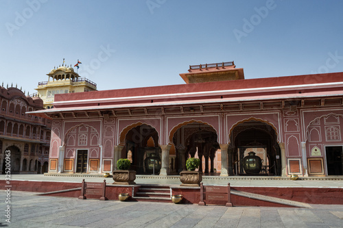 View of the unique Diwan-i-Khas showing some of his architecture features. City Palace, Jaipur, India