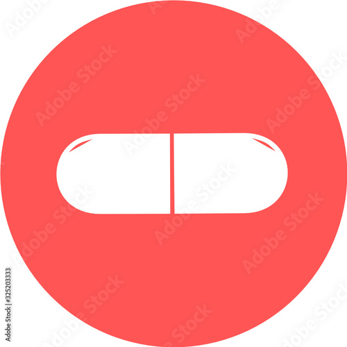 Medical pill logo. Medicine, pharmacy, hospital of drugs. Medication, pharmaceutics concept. Vector illustration. Drugs flat icon: pill, capsule. healthcare medicine icon