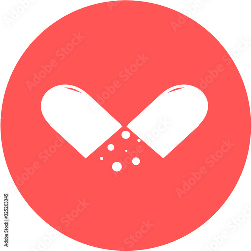 Medical pill logo. Medicine, pharmacy, hospital of drugs. Medication, pharmaceutics concept. Vector illustration. Drugs flat icon: pill, capsule. healthcare medicine icon