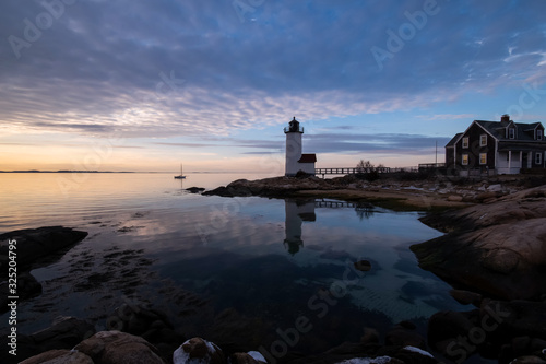 Annisquam Lighthouse at sunset - Gloucester, Massachusetts.