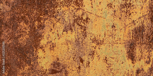 Panoramic grunge rusted metal texture, rust and oxidized metal background. Ol...