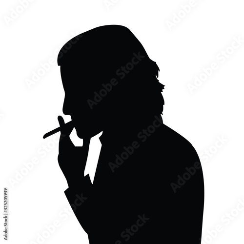 a woman smoking, silhouette vector