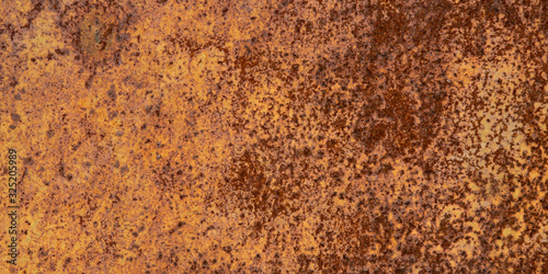 Panoramic corroded metal rusty wall plate, high resolution. Grunge metal iron...