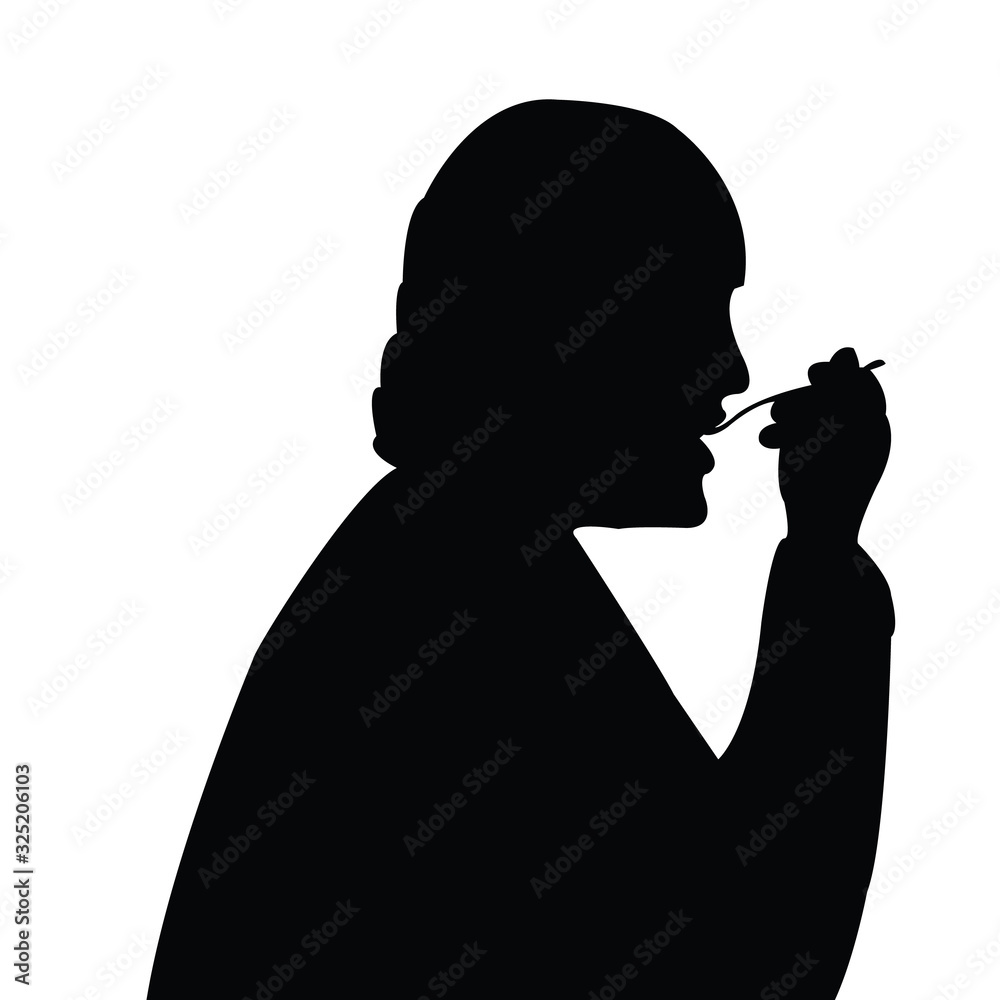 a woman eating food, silhouette vector a woman eating food, silhouette vector