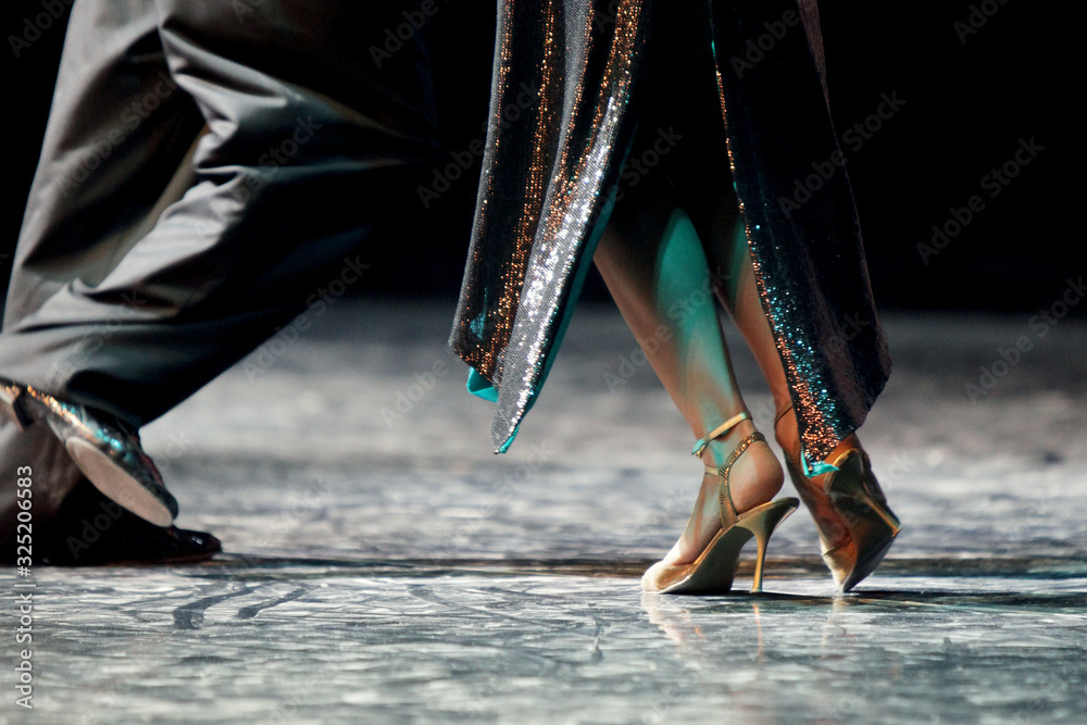 Graceful lines of legs of Argentina tango dancers - obrazy, fototapety, plakaty 
