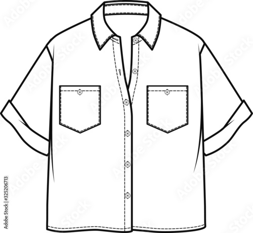 Women's Top Fashion Flat Sketch Template