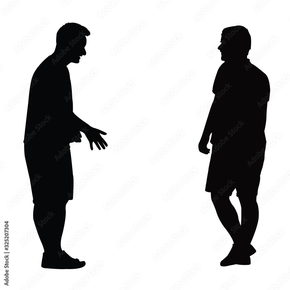 two men making chat, silhouette vector