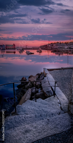 Winter sunrise at Rockport Harbor with views of Motif #1 - Rockport, Massachusetts.