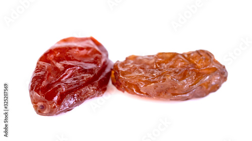 Raw raisins, dried grape isolated on white background