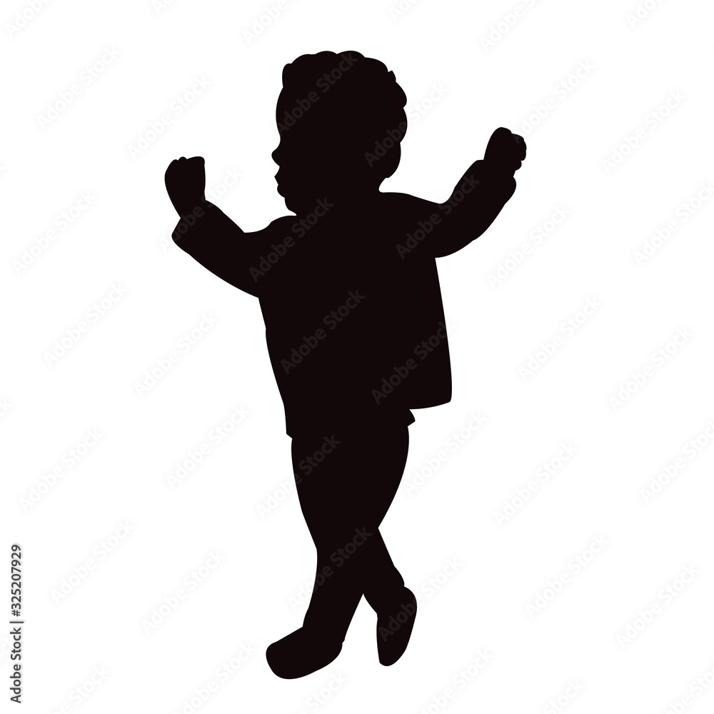 a toddler walking body silhouette vector