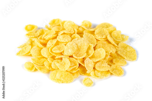 Tasty cornflakes isolated on a white background, dry cereals
