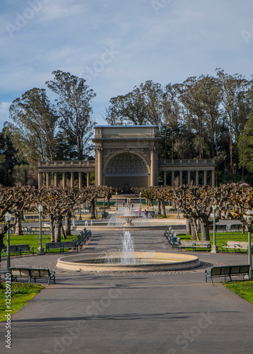 Music concourse in Golden Gate Park with fountain and trees in view