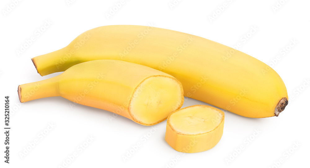 baby banana isolated on white background with clipping path and full depth of field