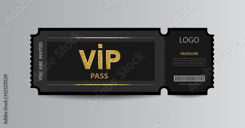 Stub VIP pass ticket stub with glittering stripes