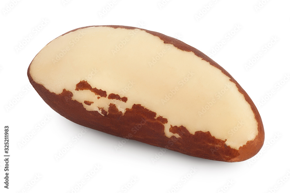Obraz premium Brasil nut isolated on white background with clipping path and full depth of field