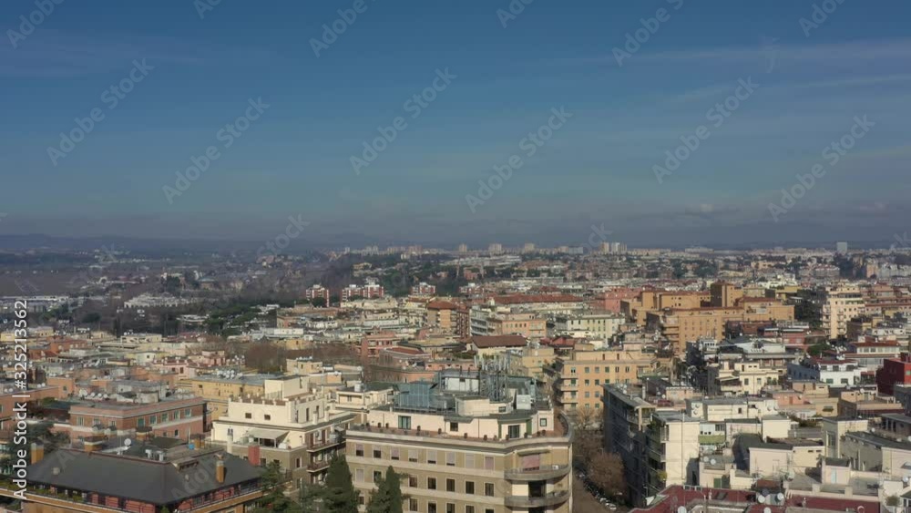 Aerial view of residential district of Rome, Italy. Tilt up establishing shot. Aerial view of residential district of Rome, Italy. Tilt up establishing shot.
