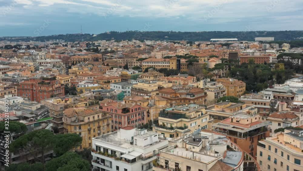 Aerial view of residential district of Rome, Italy. Tilt up establishing shot. Aerial view of residential district of Rome, Italy. Tilt up establishing shot.