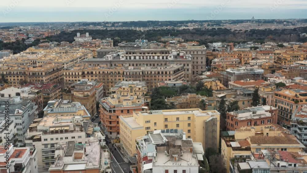 Aerial view of residential district of Rome, Italy. Tilt up establishing shot. Aerial view of residential district of Rome, Italy. Tilt up establishing shot.