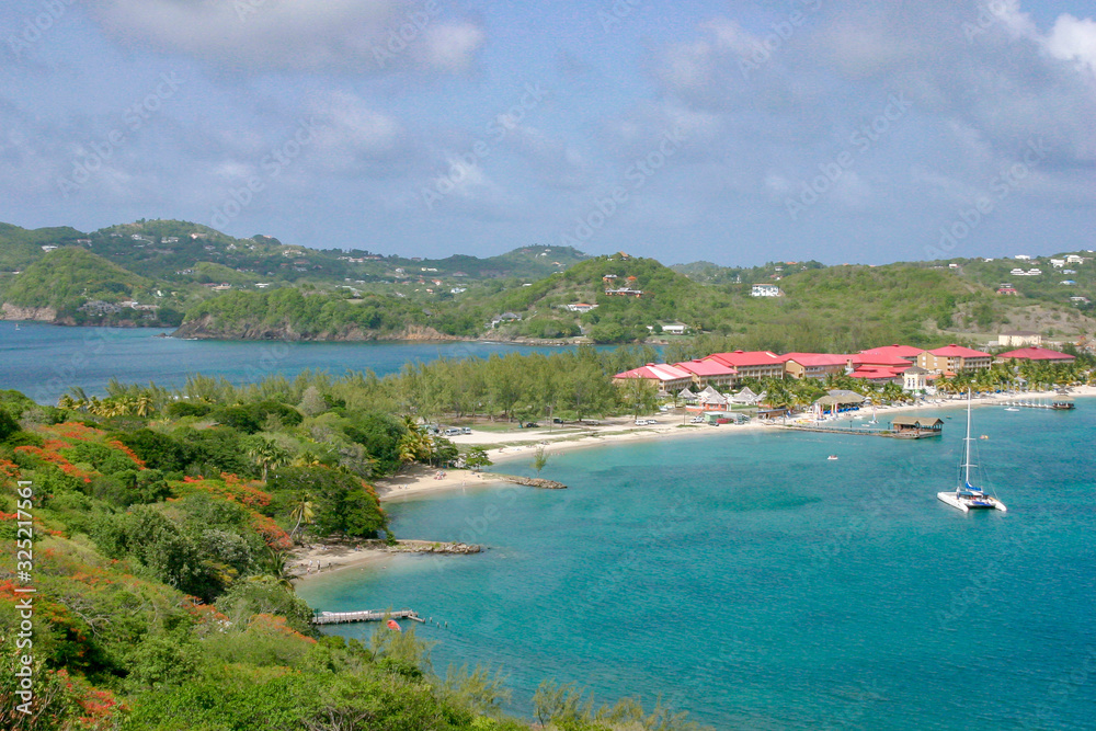 Aerial view of Reduit Beach, St Lucia