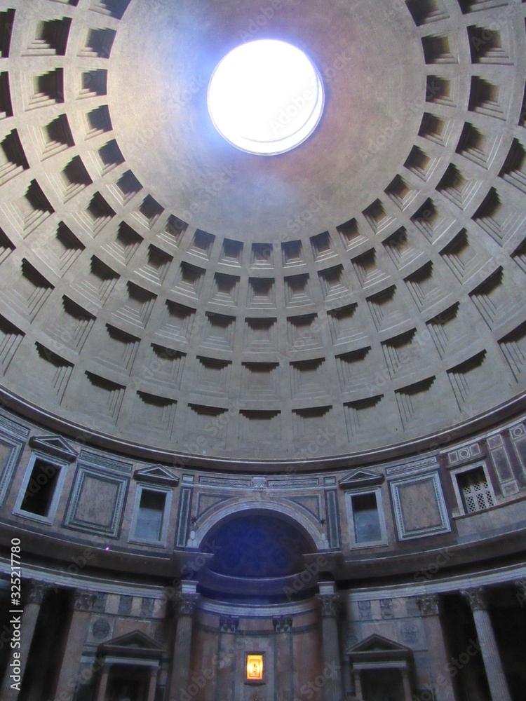 View of the interior of the Pantheon located in Rome, Italy 