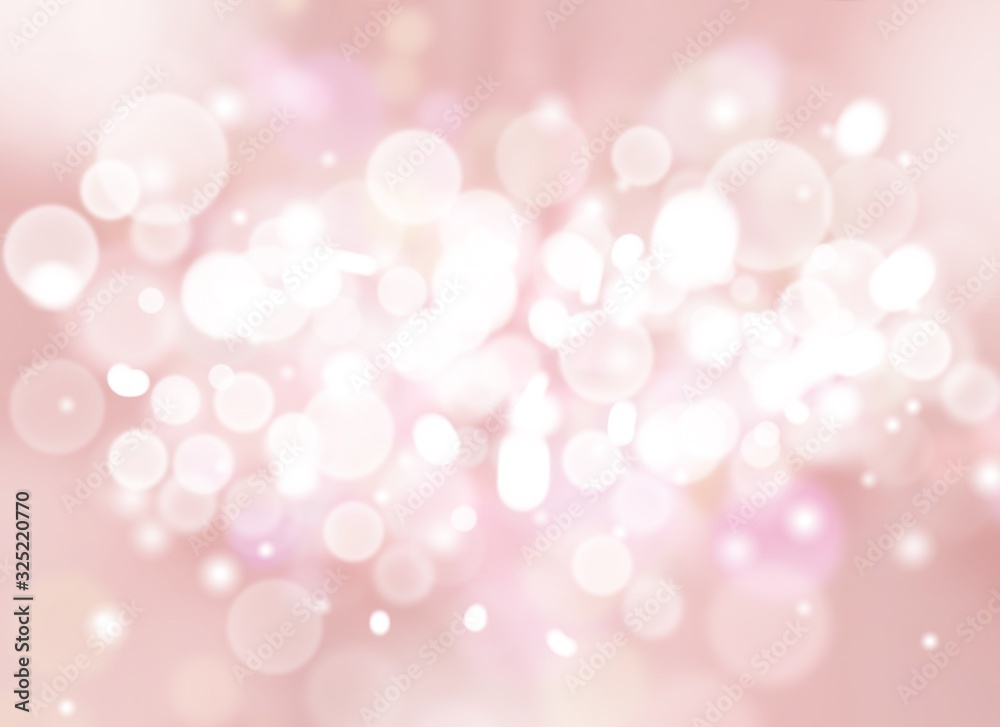 Pink  abstract background. white bokeh stars blurred beautiful shiny lights and snowflake, use wallpaper backdrop Christmas wedding card and texture your product.