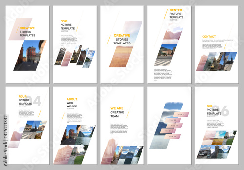 Creative social networks stories design, vertical banner or flyer templates with colorful gradient geometric background. Covers design templates for flyer, leaflet, brochure, presentation, advertising