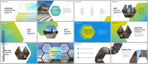 Minimal presentations design, portfolio vector templates with hexagonal design background, hexagon style pattern. Multipurpose template for presentation slide, flyer leaflet, brochure cover, report.