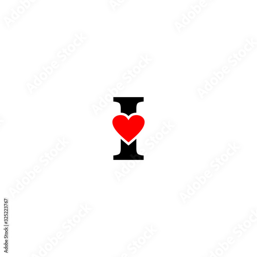 Letter I Logo design vector with love icon. Illustration of initial I Letter with love icon Logotype