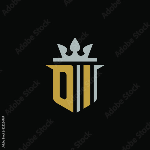 Initials Letter DI Shield King Logo Design