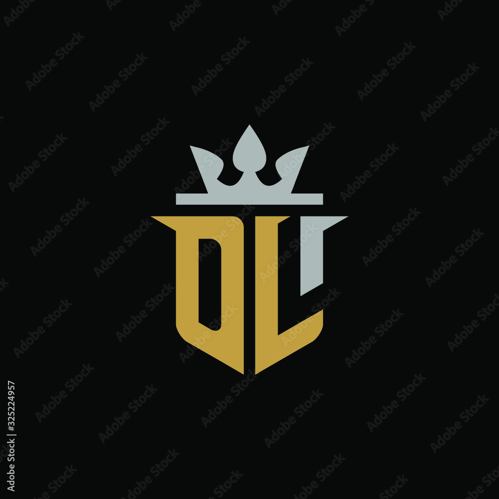 Initials Letter DL Shield King Logo Design Initials Letter DL Shield King Logo Design