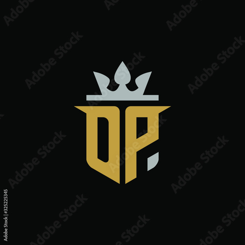 Initials Letter DP Shield King Logo Design
