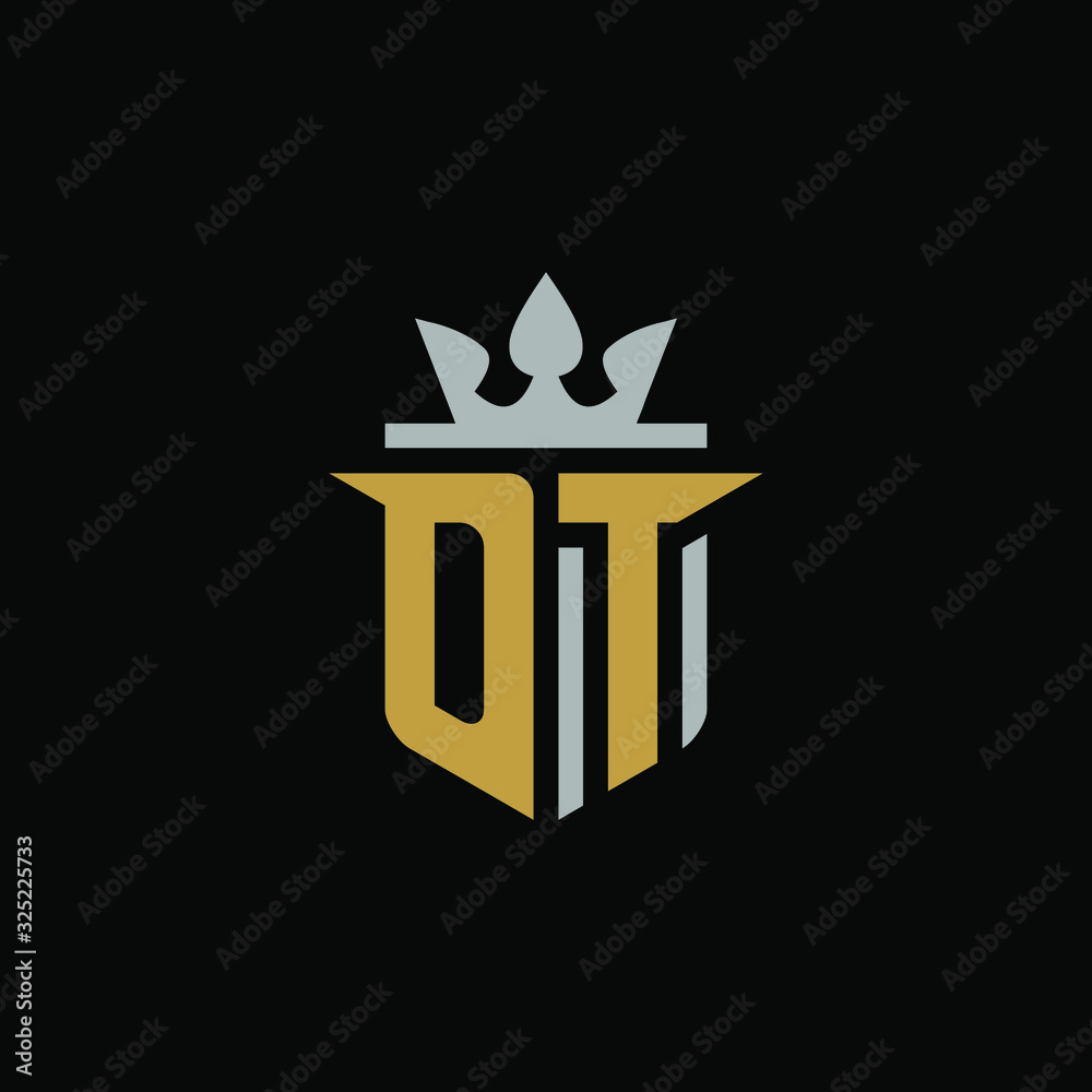 Initials Letter DT Shield King Logo Design Initials Letter DT Shield King Logo Design
