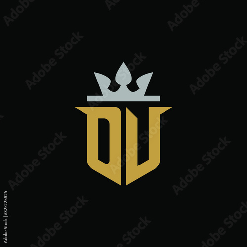 Initials Letter DV Shield King Logo Design